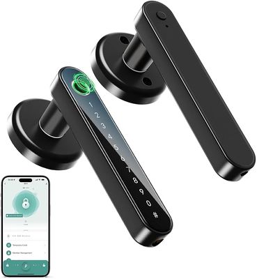 IRONZON Fingerprint Door Lock Smart Door Lock with Keypad Keyless Entry Door Lock with Handle for Home Hotel Office Apartment Bedroom (Black Color)