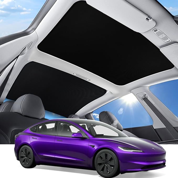 2024-2025 Tesla Model 3 Highland Sunshade Roof UV Reflector Reflective Covers Block Harmful (Black Color)