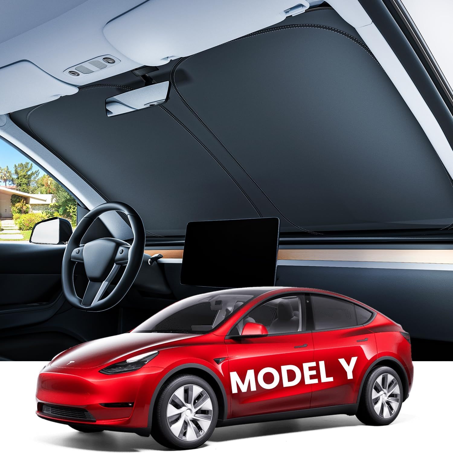 2016-2026 Tesla New Model Y (Juniper) Sunshade Windshield Foldable Sun Shade Accessories.