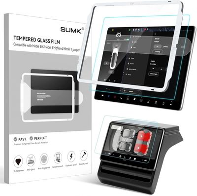 2026 Tesla Model Y Juniper &amp; 2024-2025 Tesla Model 3 Highland  Glass Screen Protector [Anti-glare &amp; No-fingerprint &amp; 9H] 15.4 Inches - 2pcs [Glossy]