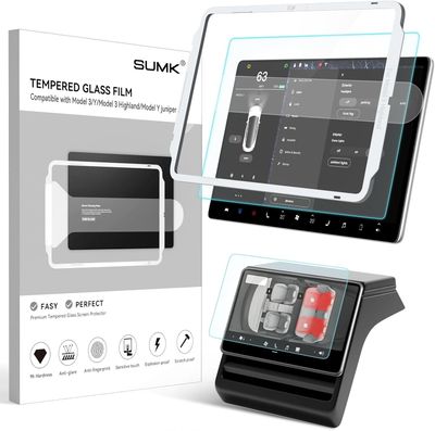 2026 Tesla Model Y Juniper &amp; 2024-2025 Tesla Model 3 Highland  Glass Screen Protector [Anti-glare &amp; No-fingerprint &amp; 9H] 15.4 Inches - 2pcs [Matte]