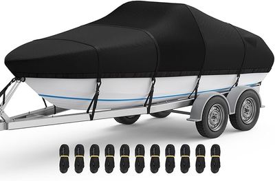 (16&#39;-18.5&#39; Long, Beam Width up to 94&quot;) Boat Cover, 1400D Heavy Duty Middle Reinforced, Trailerable with Storage Bag