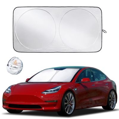 EcoNour Windshield Sun Shade for Tesla Model 3/Y Cars (2016-2025) - Foldable Sun Shield