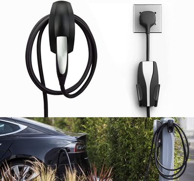 Charging Cable Holder with Chassis Bracket Compatible with Tesla Model 3 Model Y Model X Model S Charger Cable Organizer Car Wall Connector, (Black)