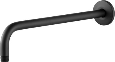 Shower Arm with Flange, 12 Inches Wall Mount Replacement Angle Shower Head Arm Wall-Mounted For Fixed Shower Head (Matte Black)