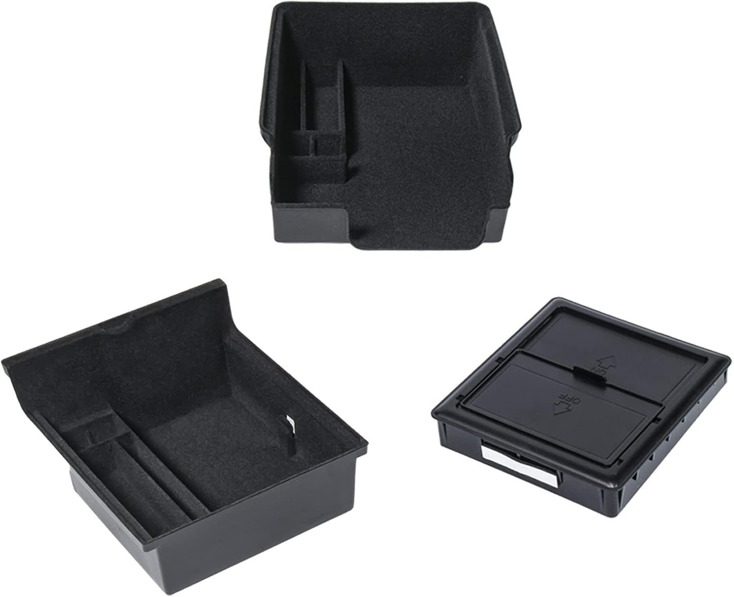 Carwiner 3PC Center Console Organizer Tray for 2021-2022 2023 Tesla Model 3Y Flocked Armrest Drawer Storage Box Interior Accessories