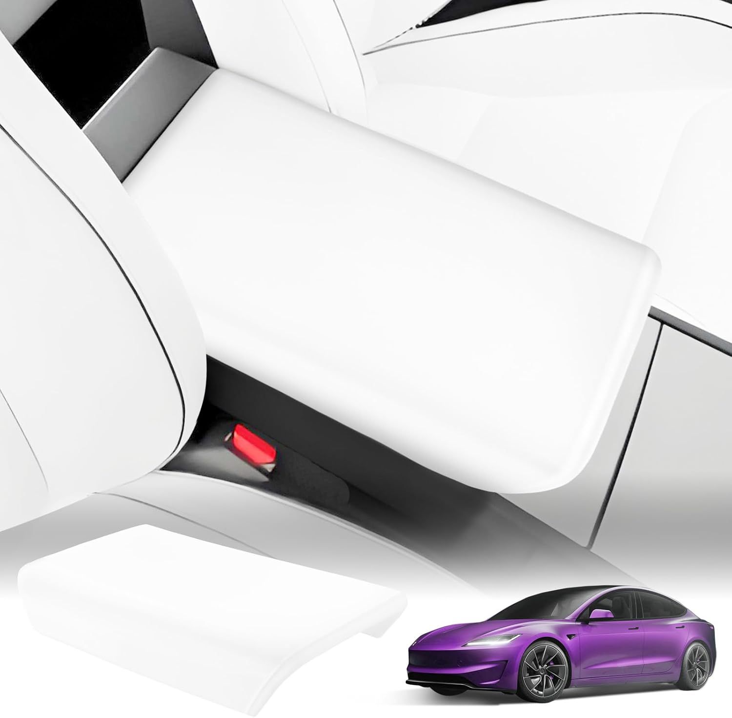 2024-2026 Tesla Model Y Juniper Armrest Cover Or TPE Armrest Protector (White Color)