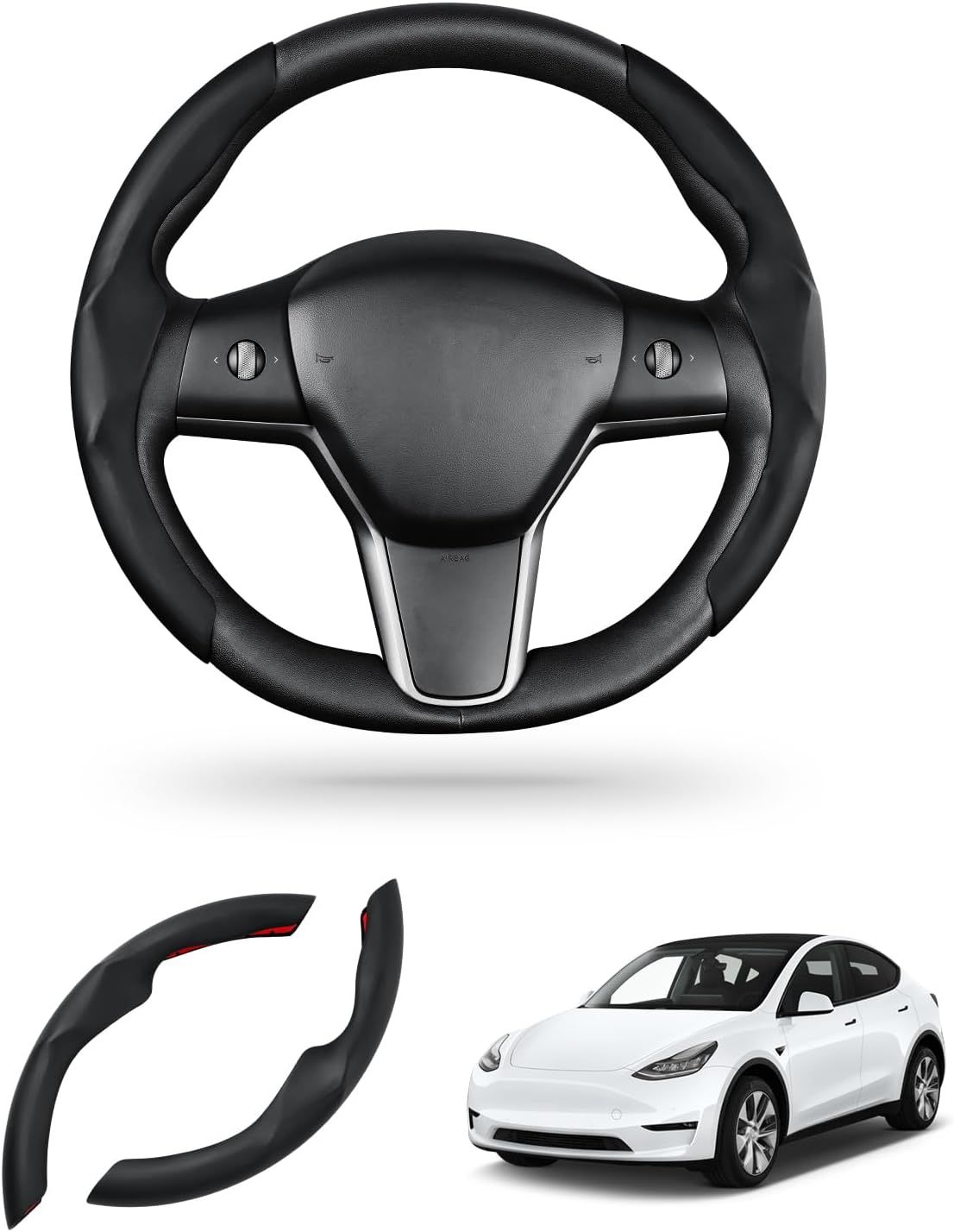 Steering Wheel Cover for Tesla Model 3/Model Y Accessories Steering Wheel Cover Protector Anti-Slip, Comfortable Grip