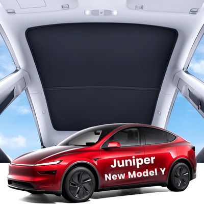 2026 Upgrade Tesla Model Y New (Juniper) Sunshade Roof, Heat Insulation Foldable Glass Sunroof Cover, 2PCS, Black