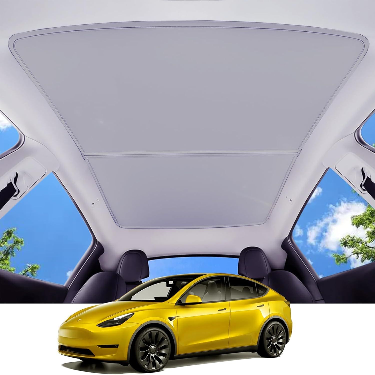 2020-2023 Tesla Model 3 Sunshade Roof? Blocks 99% UV, Heat Insulation Keep Cooling Foldable Light-Tight Sunshade for Glass Roof,(Gray)