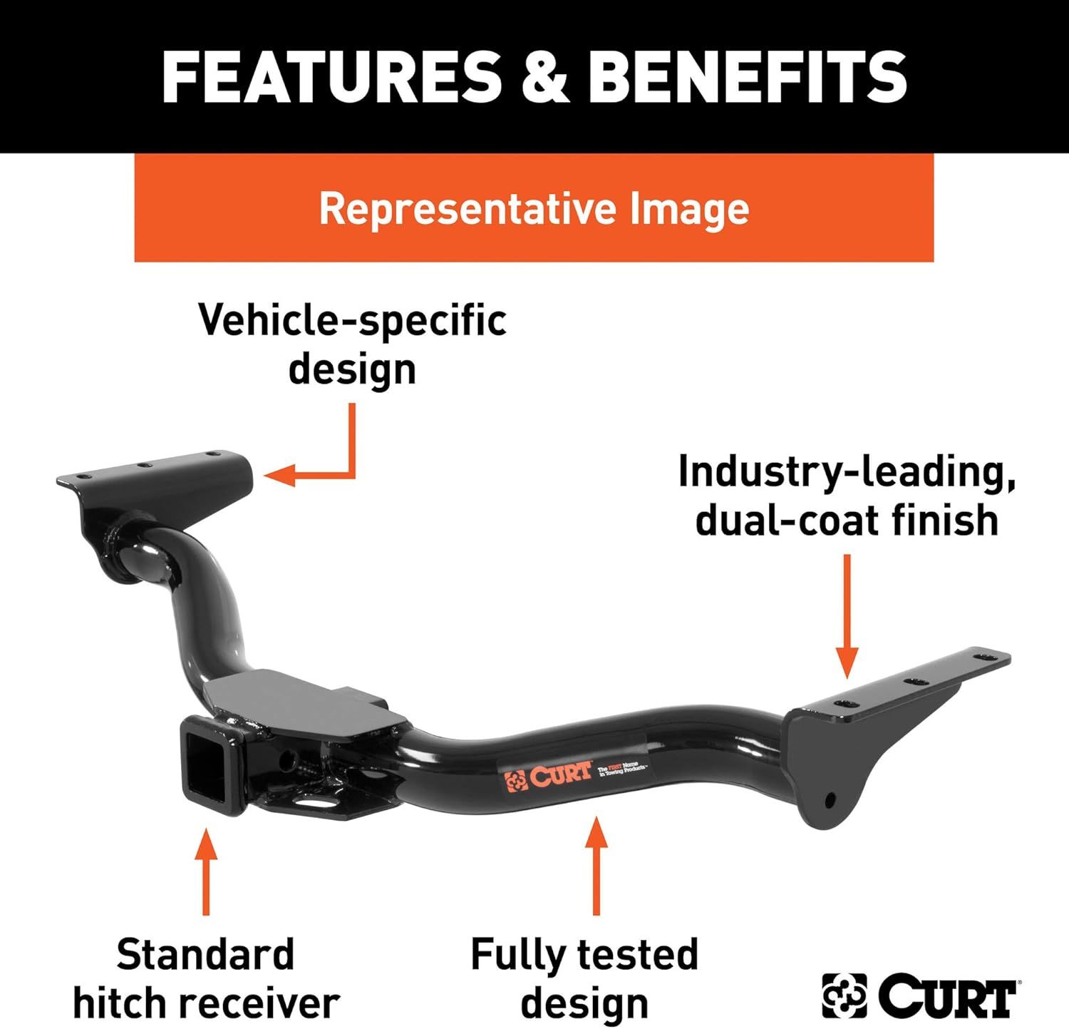Tesla Model 3-CURT 13449 Class 3 Trailer Hitch, 2-Inch Receiver, Fits Select Tesla Model 3