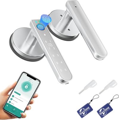 Smart Fingerprint Door Knob with Keyless Entry Biometric Door Lock with Keypad App Control Easy Installation (Silver).