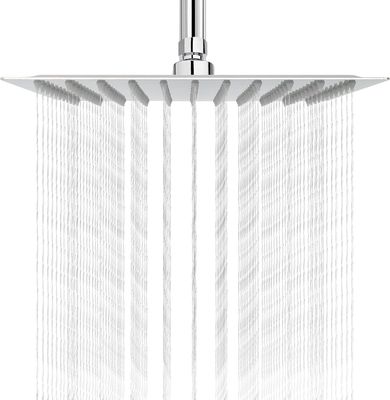 Rain Shower Head, High Flow Stainless Steel Square Rainfall Shower, High Pressure Design, Low Water Flow (10 Inch, Chrome Finish)