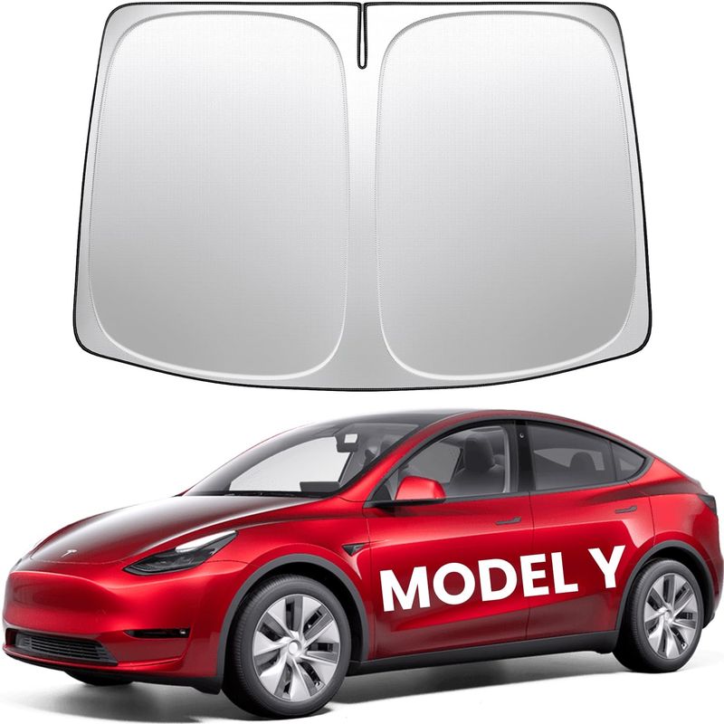 2019-2026 Tesla Model Y (Juniper) Windshield Sun Shade [99% Sun Protection for Keep Cool, Foldable Sunshade  with Storage Bag