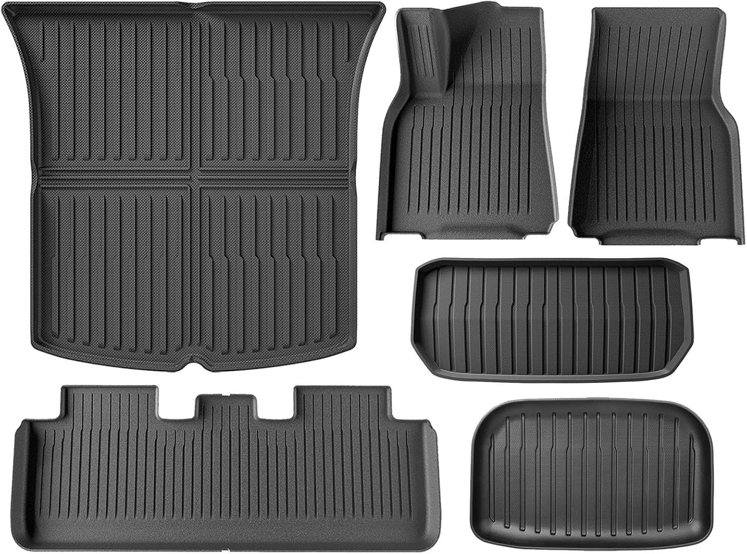 2021-2024 Tesla Model Y Floor Mats Set of 6 Mats All Weather TPE Waterproof Anti-Slip
