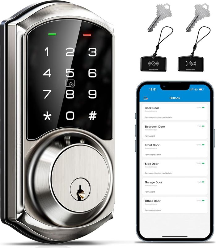 Smart Door Lock Deadbolt with App Control, Keyless Entry and Easy Installation