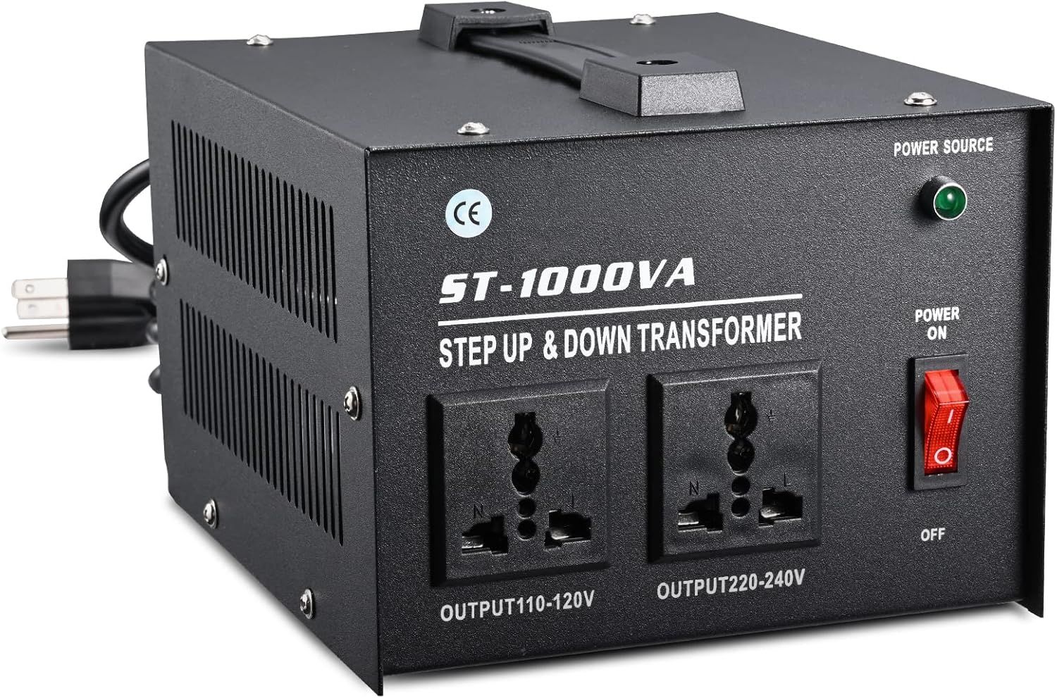 1000 Watt Voltage Transformer- Step Up and Down- Circuit Breaker Protection Universal Dual Output