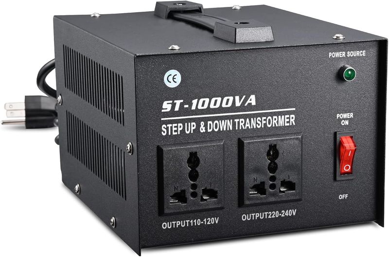 1000 Watt Voltage Transformer- Step Up and Down- Circuit Breaker Protection Universal Dual Output