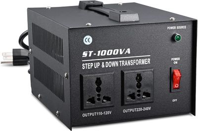 1000 Watt Voltage Transformer- Step Up and Down- Circuit Breaker Protection Universal Dual Output