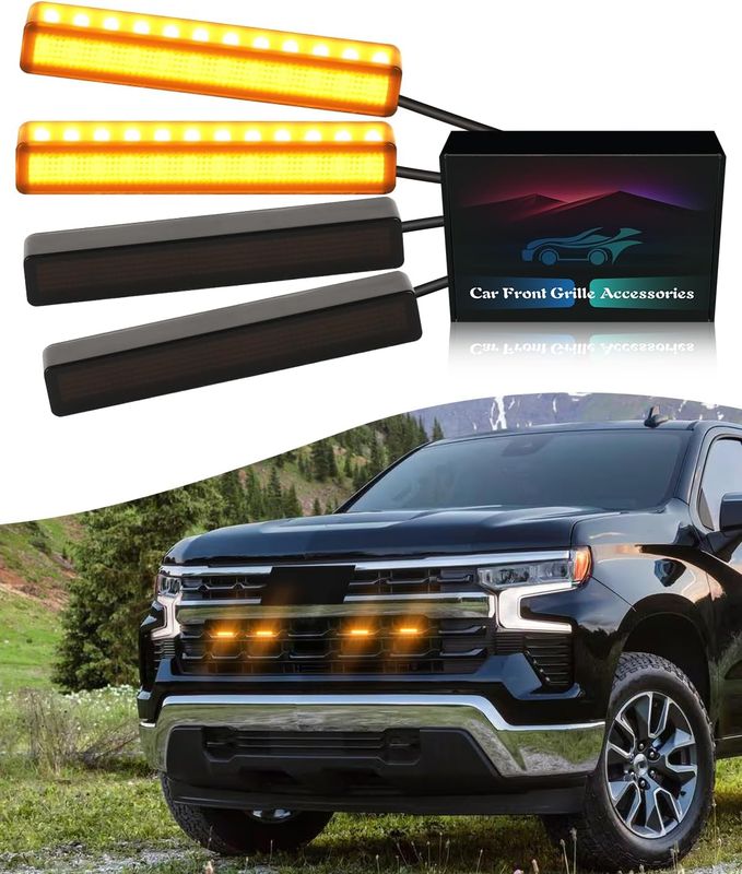 2019-2026 Chevrolet Silverado Amber LED Lights Grille For Silverado 1500,2500,3500 Front Grille Trim