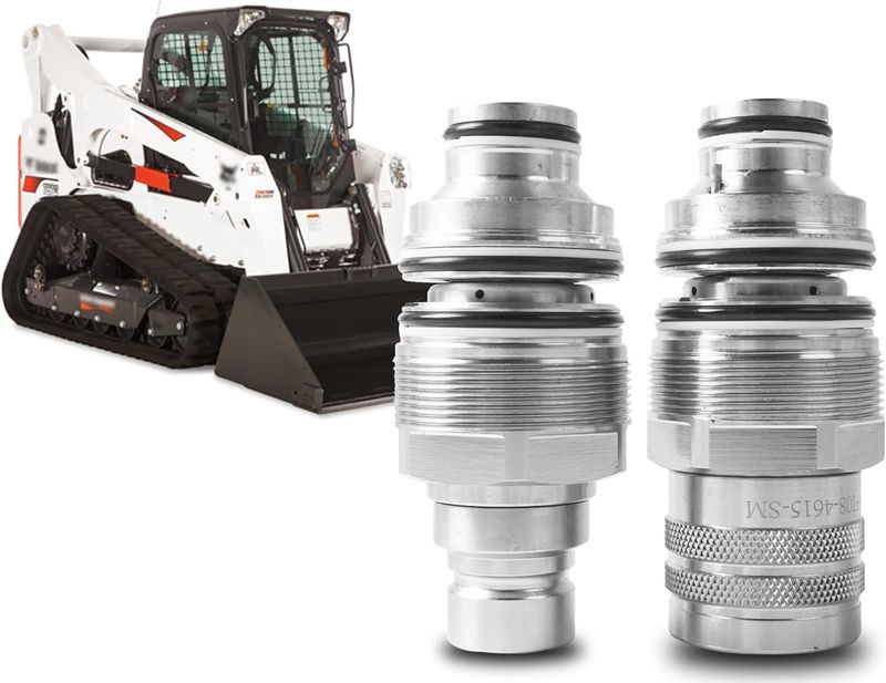 Hydraulic Flat Face Connect Coupler, Male &amp; Female Coupler Kit, Thread? 46mm Compatible with Bobcat 753-883, A220 - A770, S130 - S770, T140 - T870