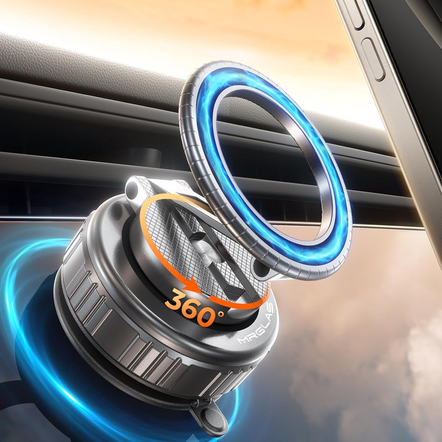 2025 Upgraded 360° Rotation Vacuum Magnetic Phone Holder Stand,for Magsafe Suction Cup Phone Mount.