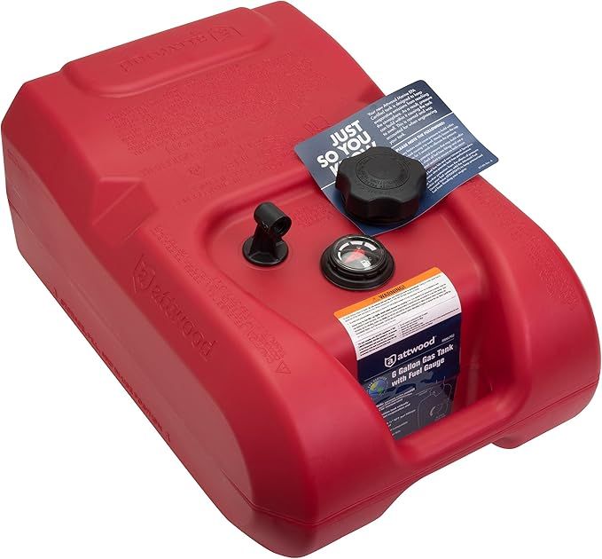 Attwood 8806LPG2 EPA and CARB Certified 6-Gallon Portable Marine Boat Fuel Tank with Gauge