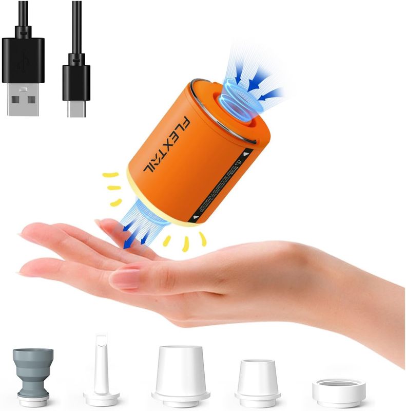FLEXTAILGEAR Air Pump for Inflatables with Camping Lantern, Tiny Pump 2X, 4kPa Portable Air Pump