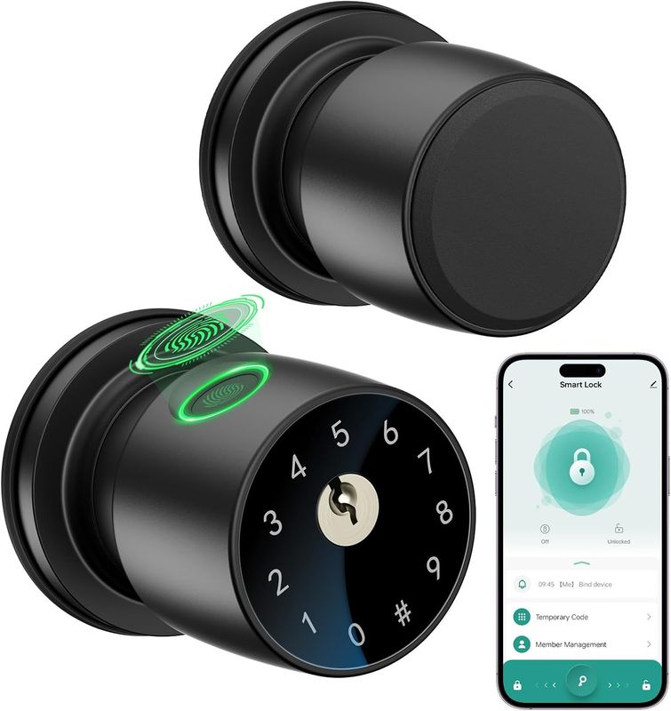 IRONZON Fingerprint Door Knob Fingerprint Door Lock with App Control Smart Door knob