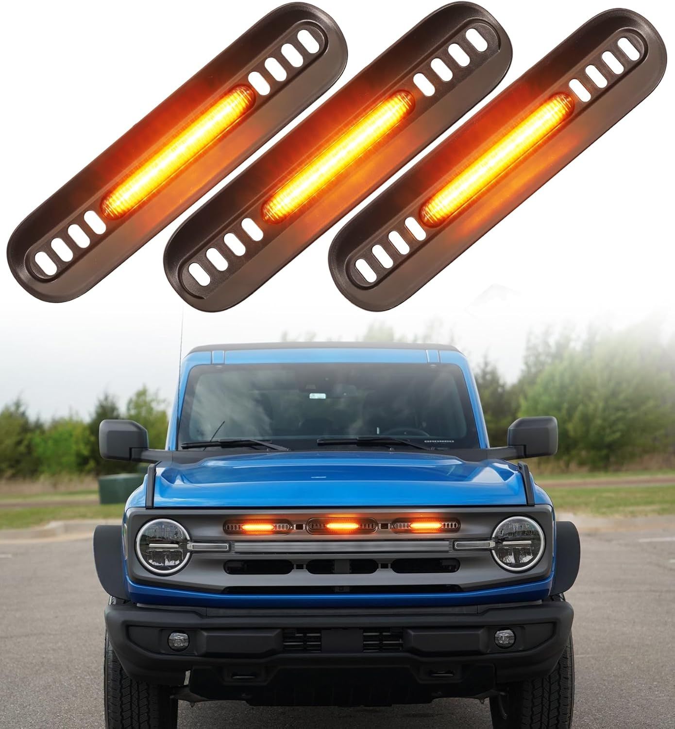 Front Bumper Grill Lights for Ford Bronco 2021-2024 LED Marker Head Light Bar Lamps DRL