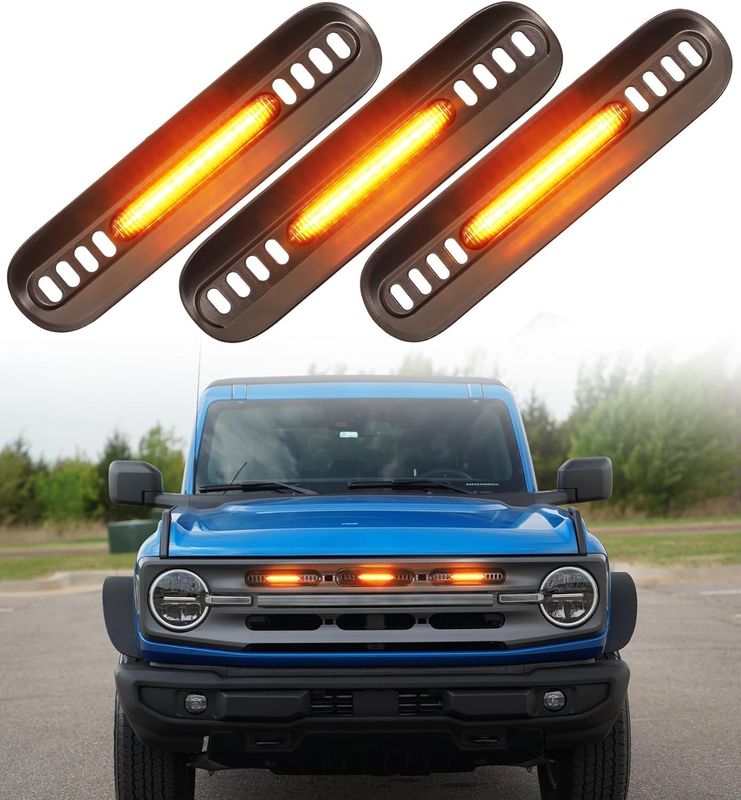 Front Bumper Grill Lights for Ford Bronco 2021-2024 LED Marker Head Light Bar Lamps DRL