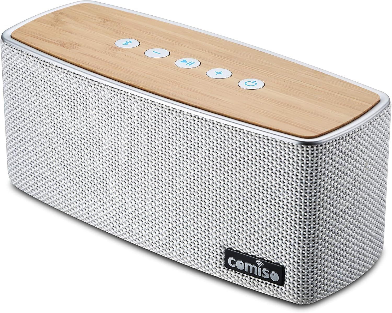 Bluetooth Speakers, Portable Speaker 5.0 with 20W Stereo Sound, Wireless Stereo Pairing, Wood Style
