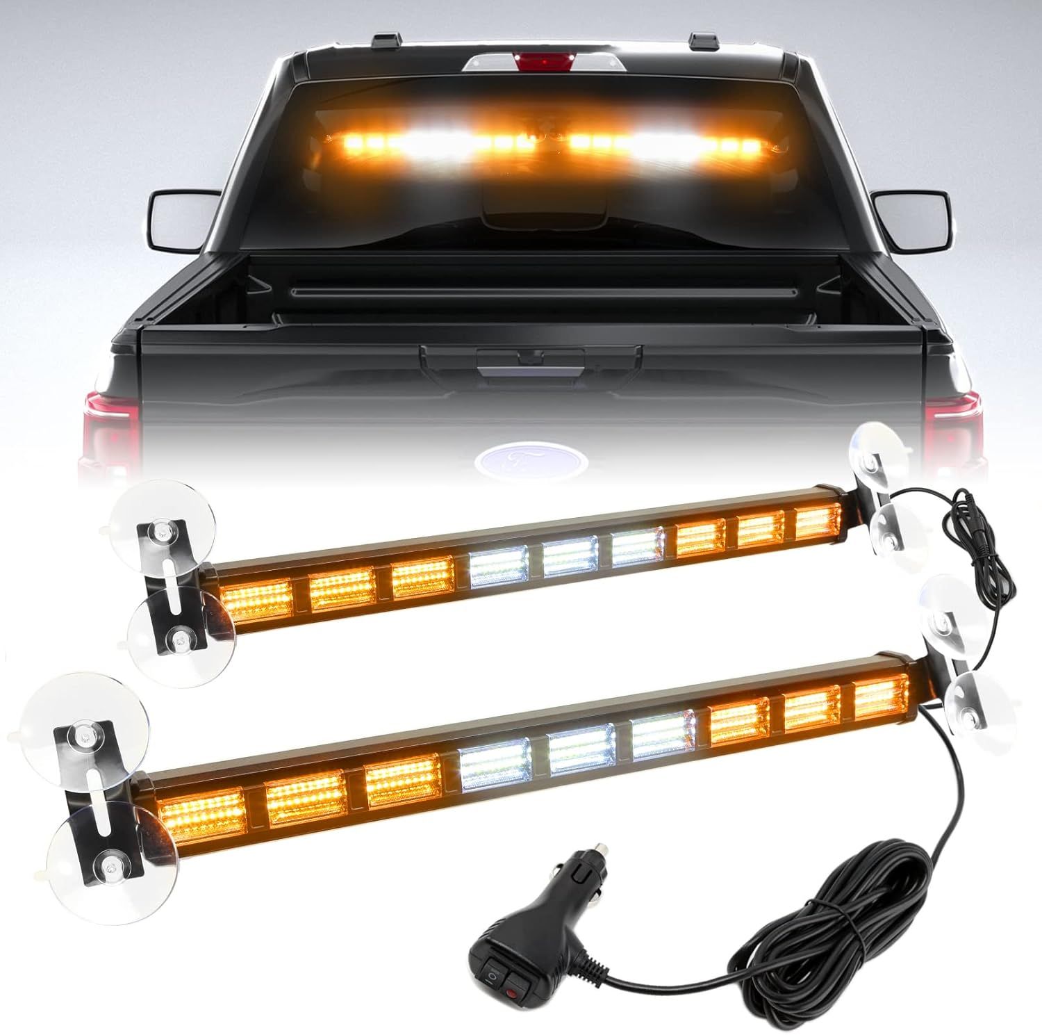 Switchable 4 Colors Emergency Strobe Traffic Advisor Light Bar 162 LED Windshield 2 in 1