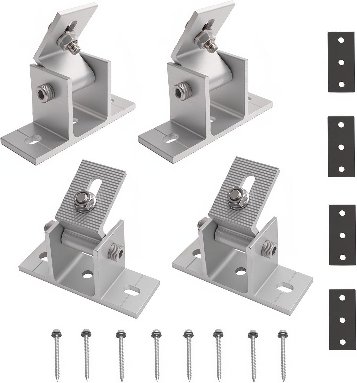 4 Pack Adjustable Solar Panel Tilt Mount Bracket Base, Tilt Angle 10°-60° Flat Roof Mount Holder