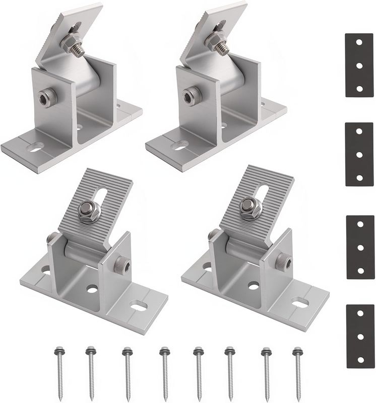 4 Pack Adjustable Solar Panel Tilt Mount Bracket Base, Tilt Angle 10°-60° Flat Roof Mount Holder