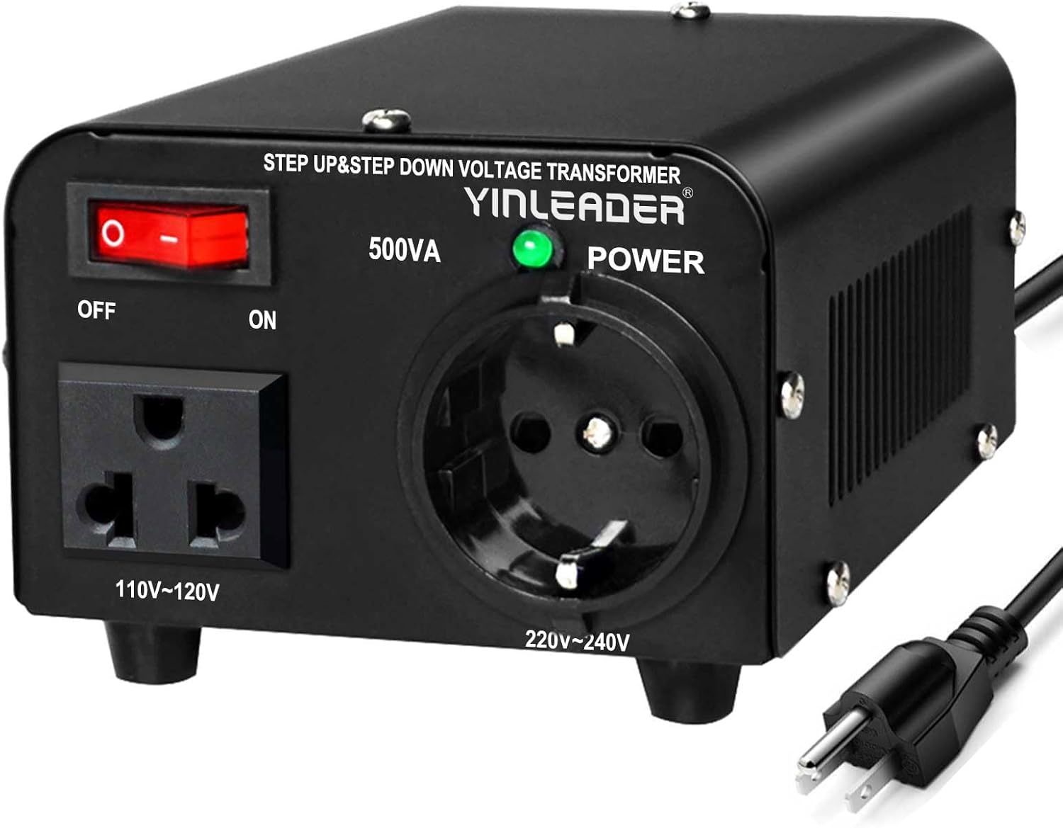 110v to 220v European Voltage Converter Transformer 500W Step Up Converter 110 Volt to 220 Volt