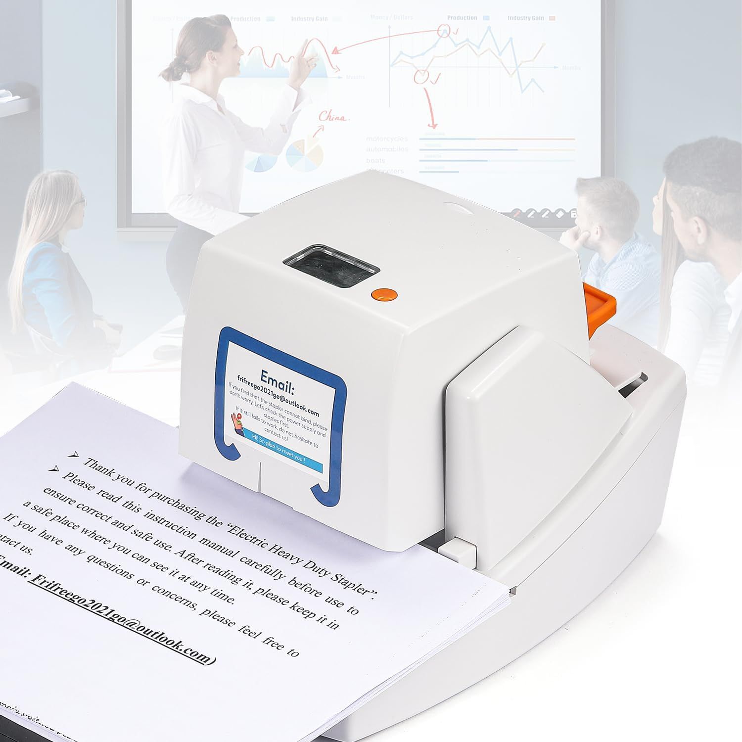 Upgraded Electric Stapler, 65 Sheets Capacity, Binding Speed &amp; Margin Adjustable