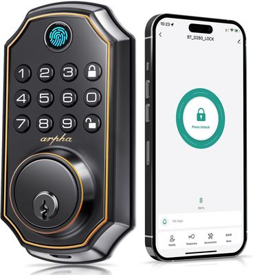Smart Fingerprint Door Lock -5-in-1 Keyless Entry, Touch &amp; Auto-Lock, Keypad Deadbolt With 2 Keys