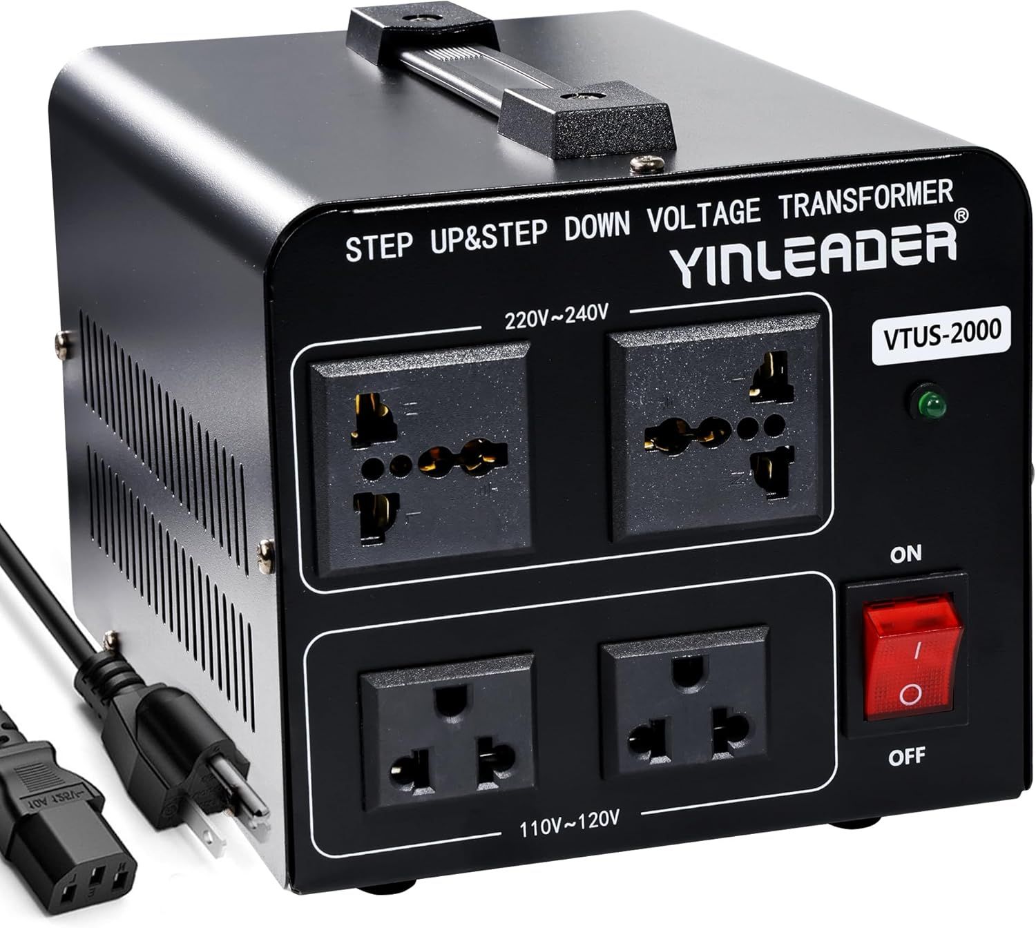 Heavy-Duty 2000W Voltage Converter – 110V to 220V &amp; 220V to 110V – Dual Direction Transformer
