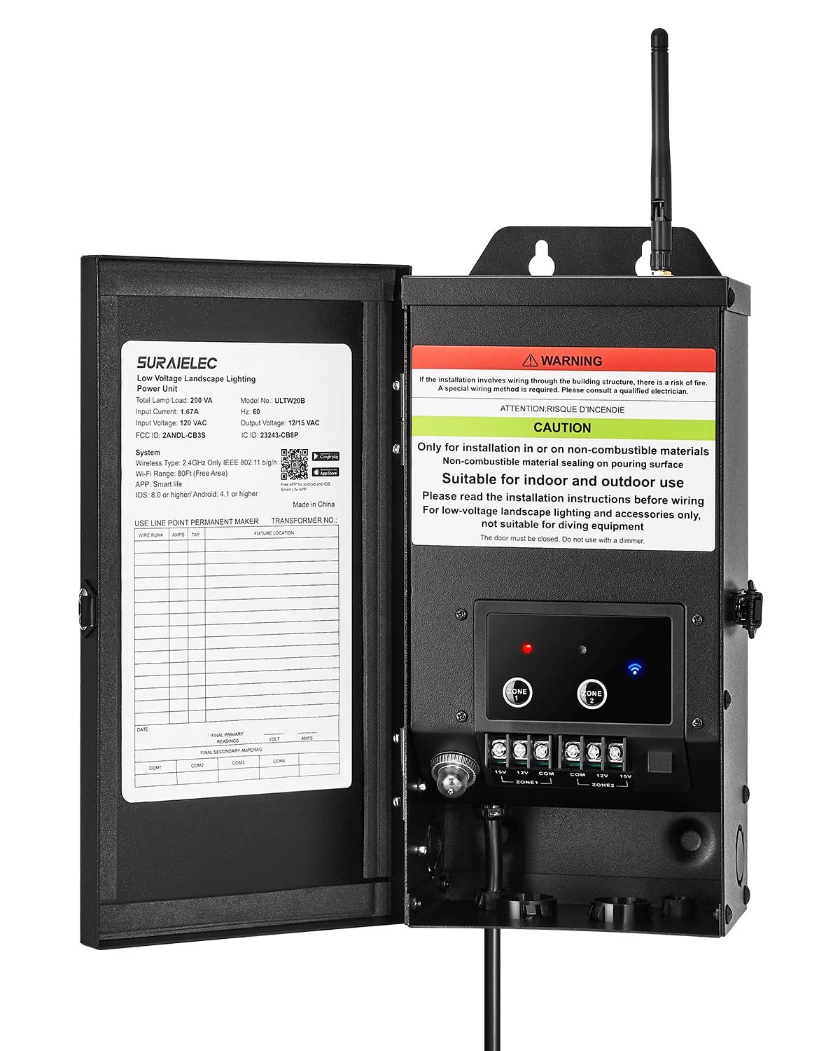 200W Smart Wi-Fi Landscape Lighting Transformer – 2 Zones, 12V/15V, Alexa &amp; Google Assistant Ready