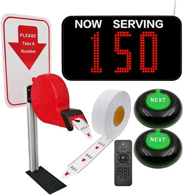 Wireless Queue Number System – LED Display, 2 Call Buttons &amp; Dispenser Stand Included