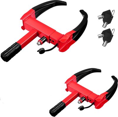 Wheel Lock Clamp – Set of 2 Heavy-Duty Anti-Theft Tire Locks (Red, Black)