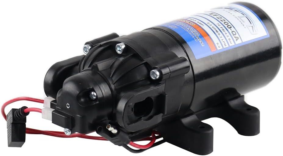 Everflo EF2200-QA-BOX 2.2GPM 12V Diaphragm Pump-Quick Attach Port, Black