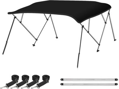 Black 3 Bow 6&#39;L x 46&quot; H x 54&quot;-60&quot; W Bimini Top Cover Includes Mounting Hardware&#39;s, Storage Boot