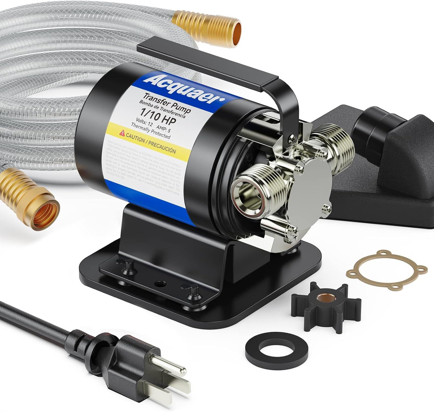 Portable Electric Utility Water Transfer Pump 115V 110 HP with Suction Hose Kit, Low Suction Water