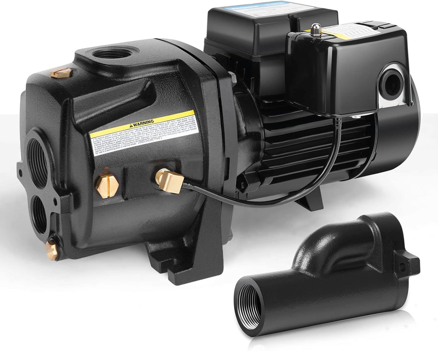 3/4HP Shallow &amp; Deep Well Jet Pump – Ejector Kit, Up to 90ft Depth, Dual Voltage + Pressure Switch