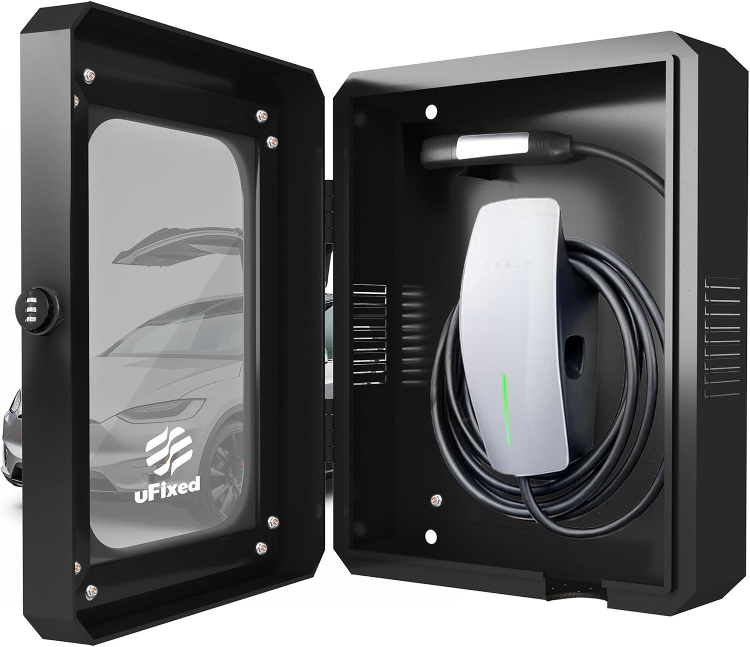 Weatherproof Outdoor EV Charger Enclosure Box with Lock for Tesla Wall Charger and Chargepoint