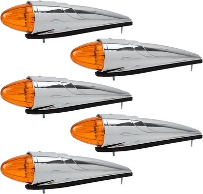 Truck Cab Marker Lights – 5PCS 17 LED Amber Roof Lamps for Kenworth, Peterbilt, Freightliner