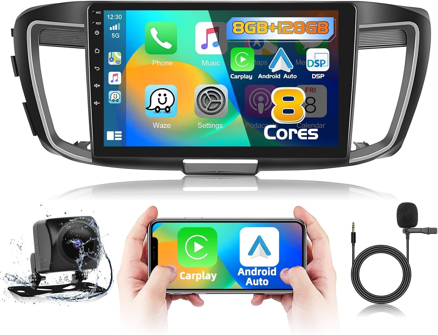 2013–2015 Honda Accord - Car Radio –10.1” Touch Screen Stereo, Bluetooth 5.0, CarPlay, Android Auto
