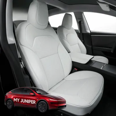 2025–2026 Tesla Model Y - Seat Covers – Nappa Leather Full Set, Airbag Compatible, White
